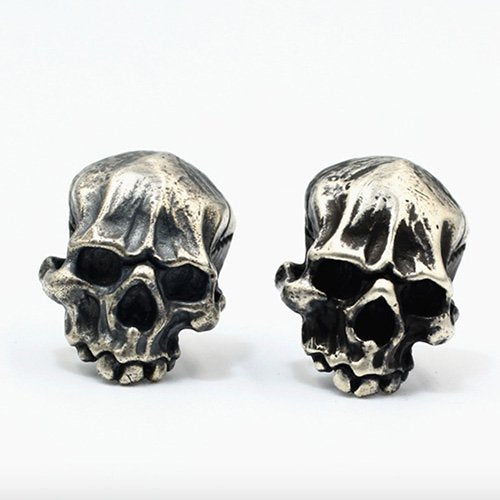 Men's Sterling Silver Skull Stud Earrings