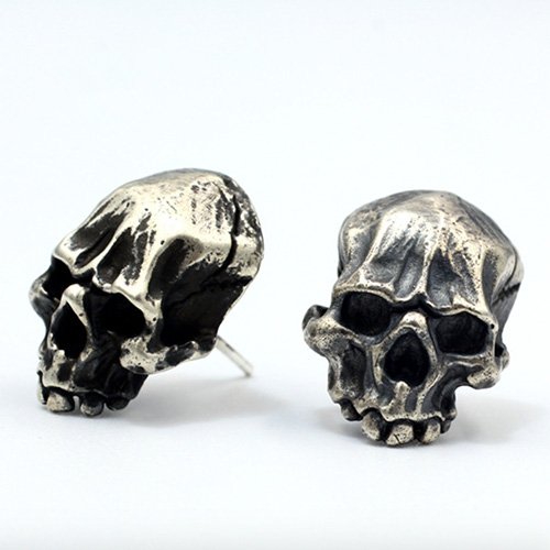 Men's Sterling Silver Skull Stud Earrings