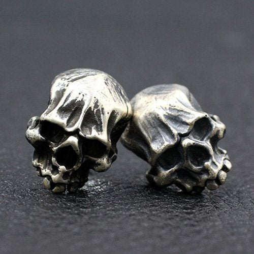 Men's Sterling Silver Skull Stud Earrings