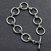 Men's Sterling Silver Skull and Ring Link Bracelet