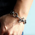 Men's Sterling Silver Skull and Ring Link Bracelet