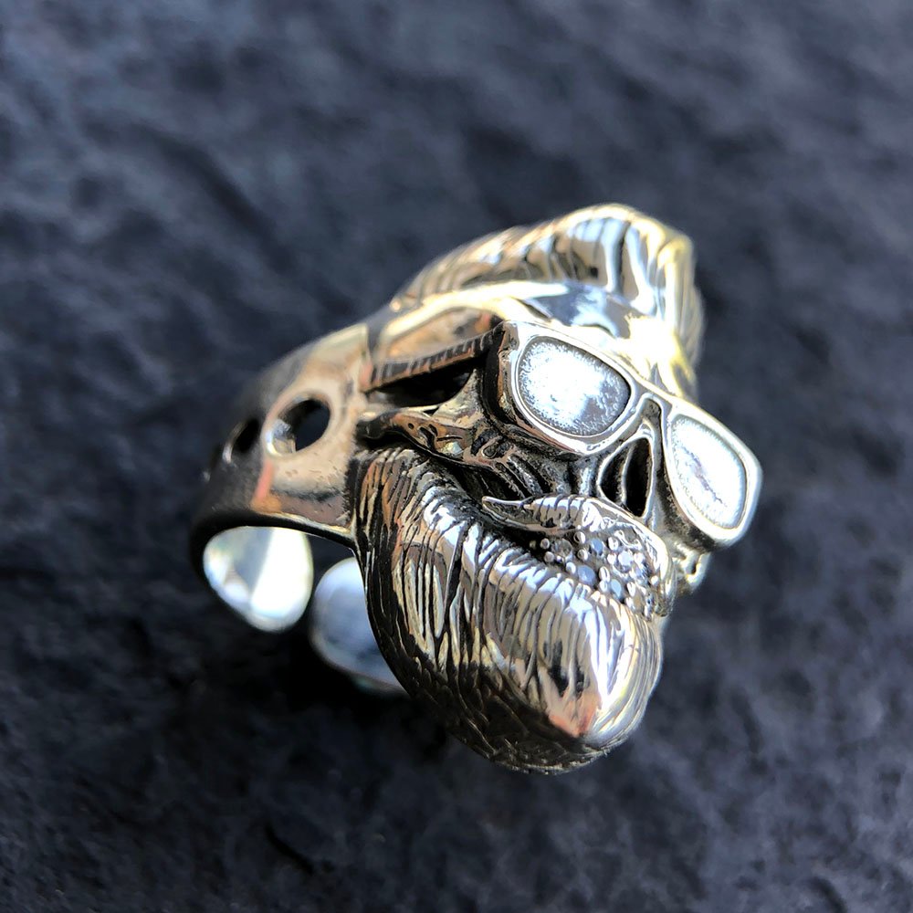 Men's Sterling Silver Skull with Glasses Ring