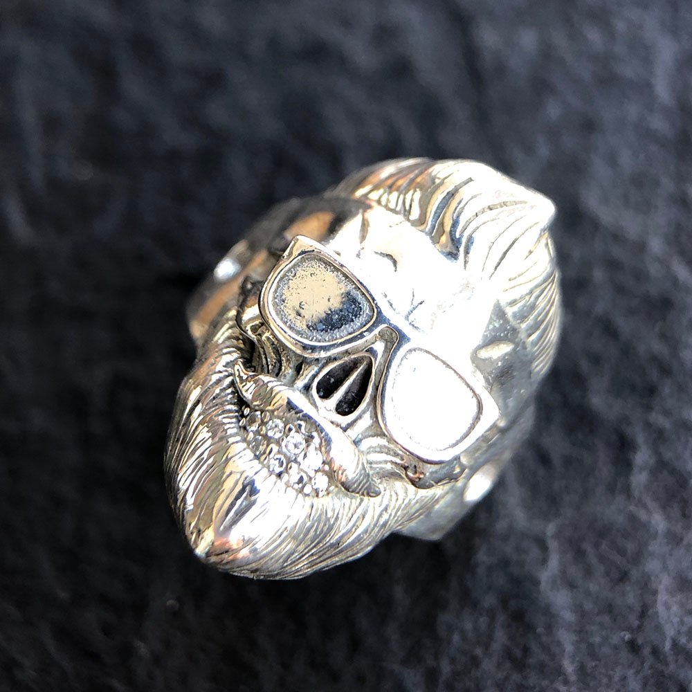 Men's Sterling Silver Skull with Glasses Ring