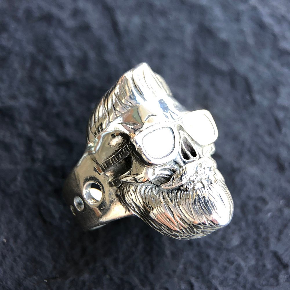 Men's Sterling Silver Skull with Glasses Ring