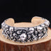 Men's Sterling Silver Skulls And Cross Cuff Bracelet
