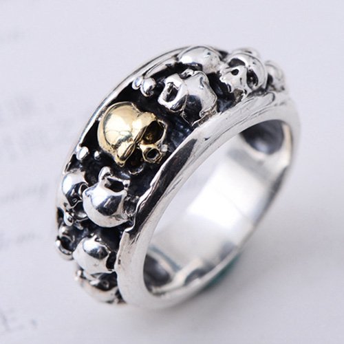 Men's Sterling Silver Skulls Ring