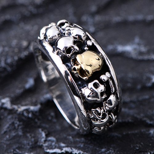 Men's Sterling Silver Skulls Ring