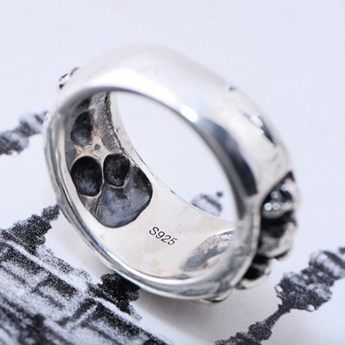 Men's Sterling Silver Skulls Ring