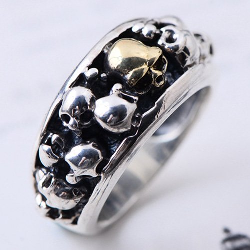 Men's Sterling Silver Skulls Ring