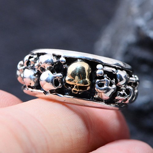 Men's Sterling Silver Skulls Ring