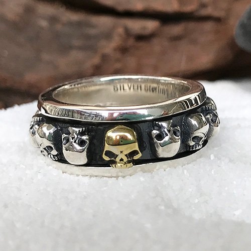 Men's Sterling Silver Skulls Spinner Ring