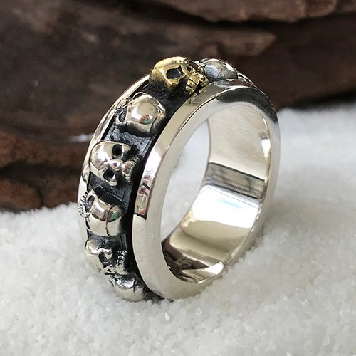 Men's Sterling Silver Skulls Spinner Ring