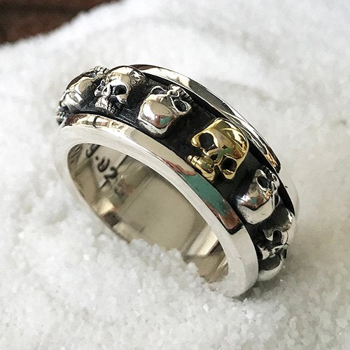 Men's Sterling Silver Skulls Spinner Ring