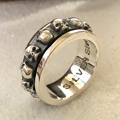 Men's Sterling Silver Skulls Spinner Ring