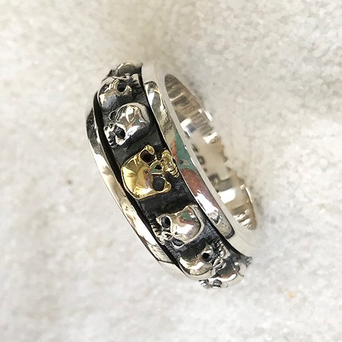 Men's Sterling Silver Skulls Spinner Ring