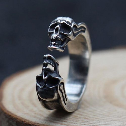 Men's Sterling Silver Skulls Wrap Ring