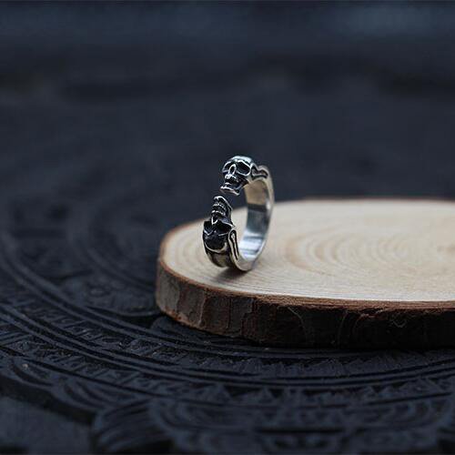 Men's Sterling Silver Skulls Wrap Ring