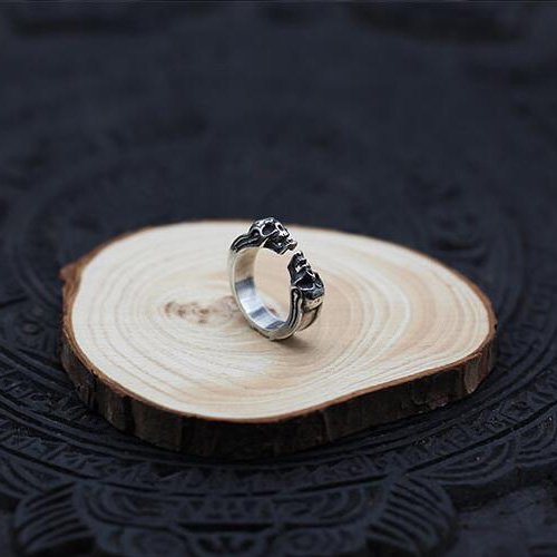 Men's Sterling Silver Skulls Wrap Ring