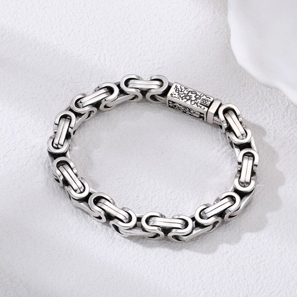 Men's Sterling Silver Sleek Byzantine Chain Bracelet