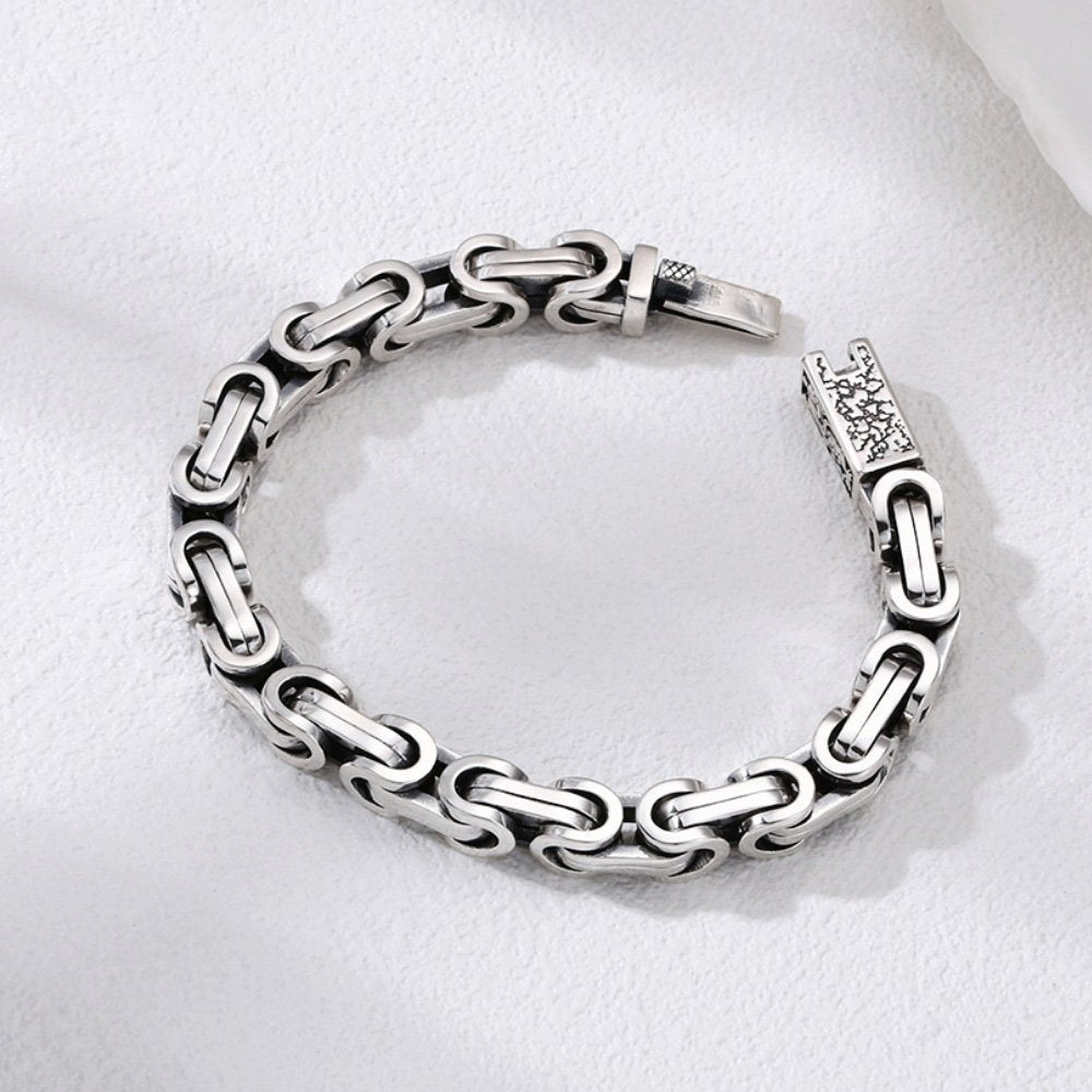 Men's Sterling Silver Sleek Byzantine Chain Bracelet