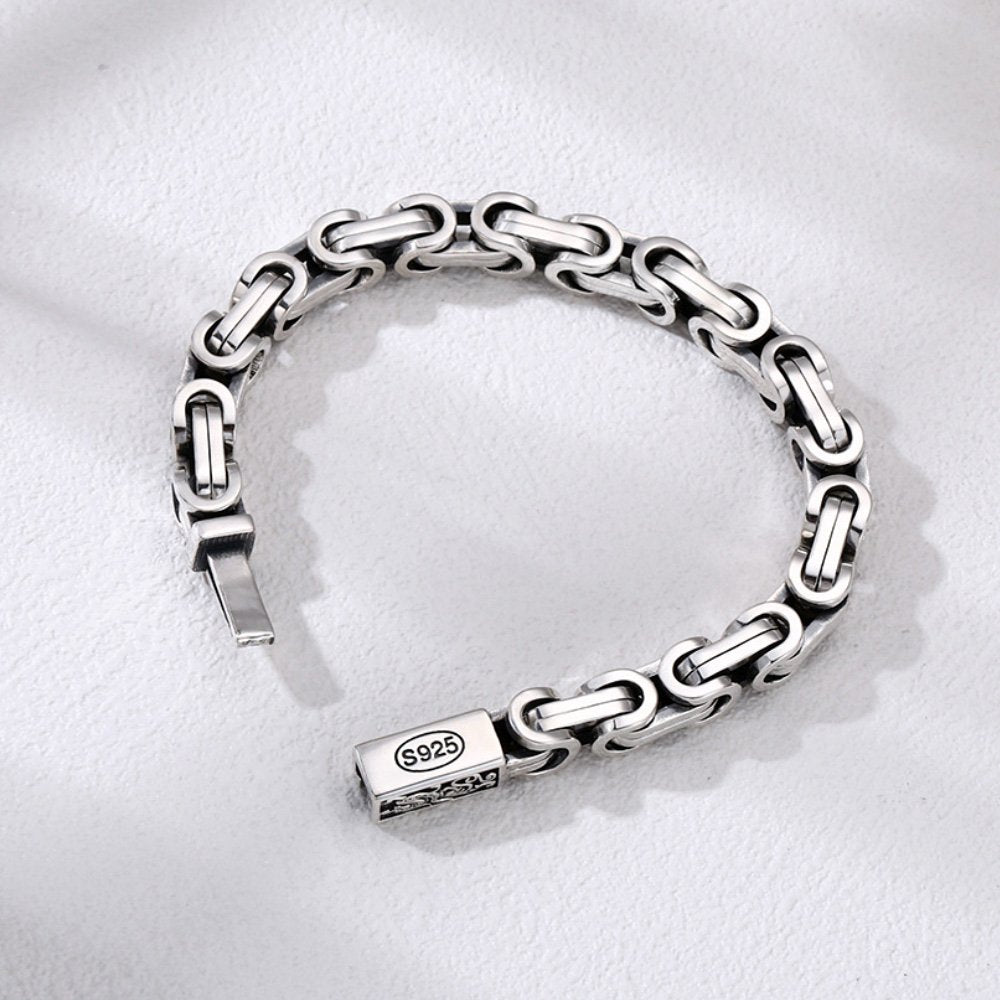 Men's Sterling Silver Sleek Byzantine Chain Bracelet