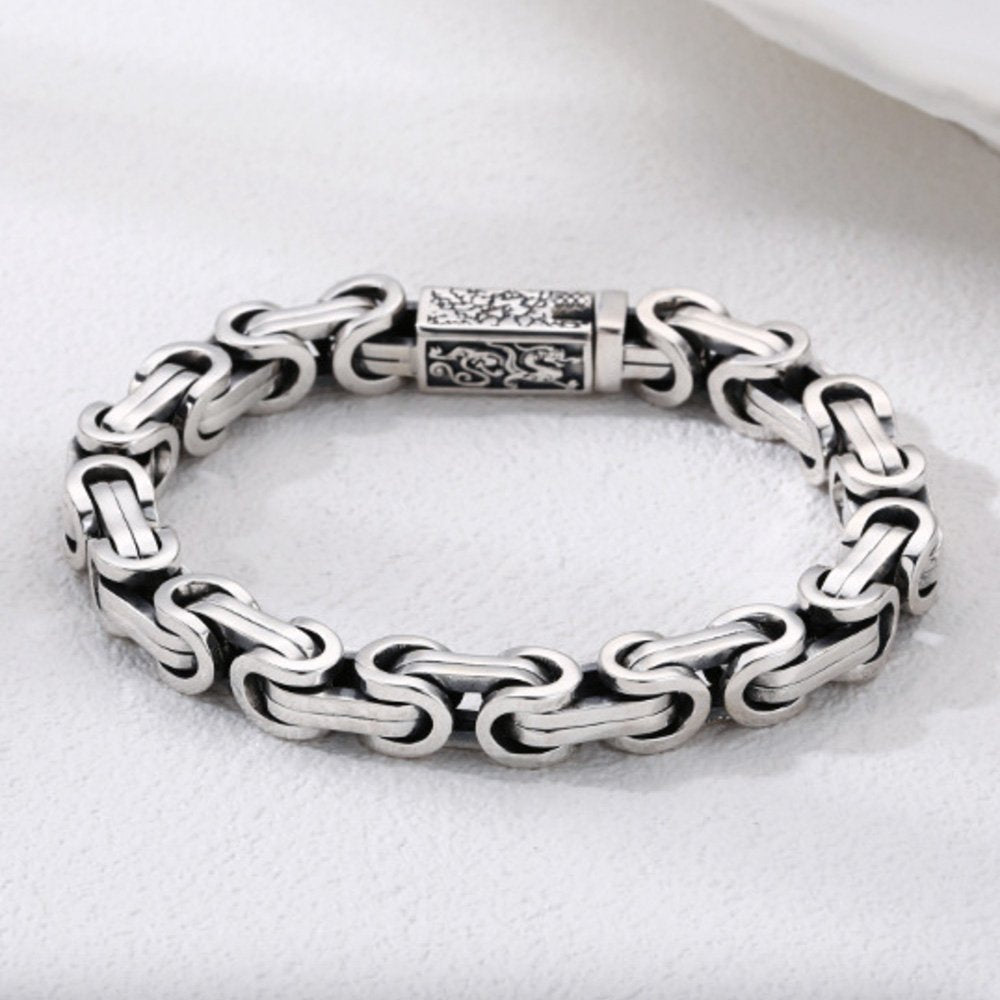 Men's Sterling Silver Sleek Byzantine Chain Bracelet