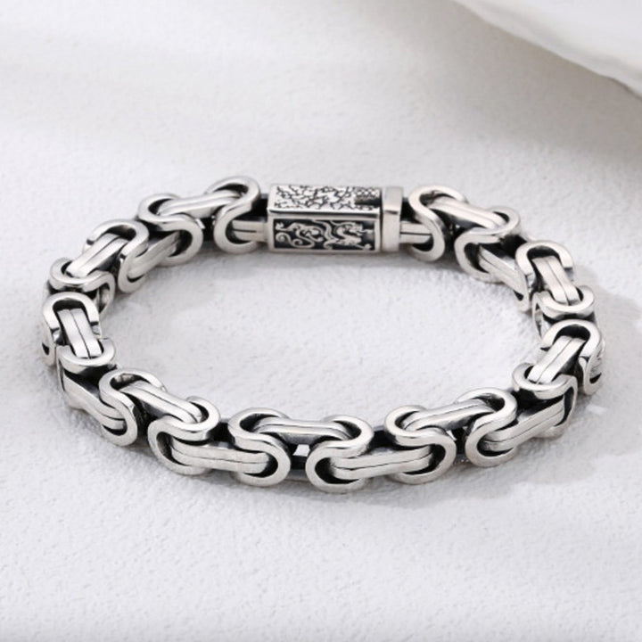 Men's Sterling Silver Sleek Byzantine Chain Bracelet