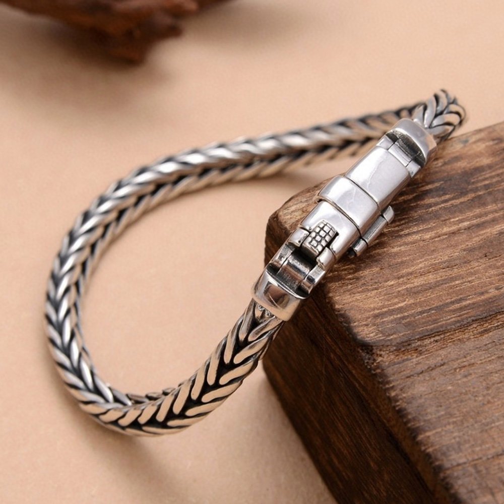 Men's Sterling Silver Slim Braided Bracelet