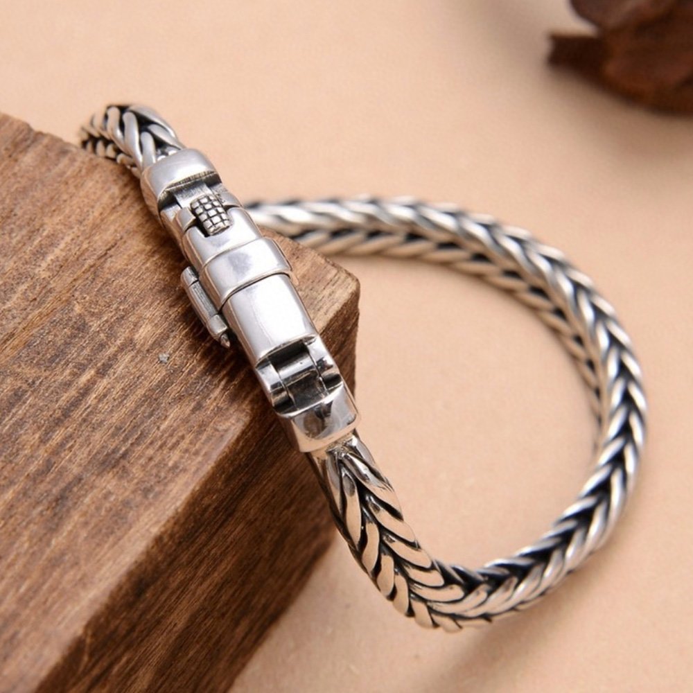 Men's Sterling Silver Slim Braided Bracelet