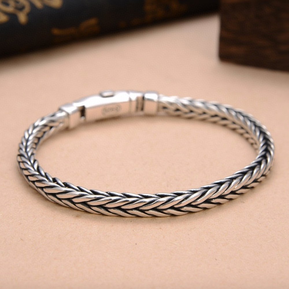 Men's Sterling Silver Slim Braided Bracelet