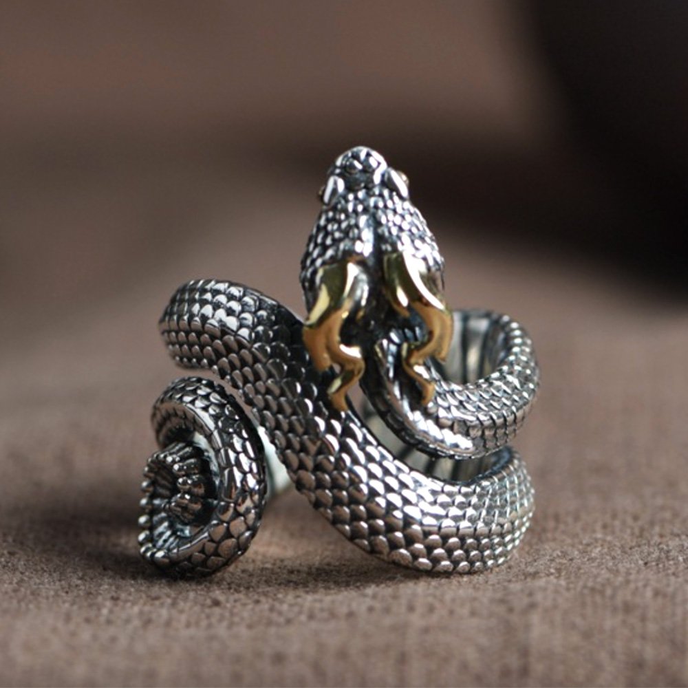 Men's Sterling Silver Snake Ring - Main Image