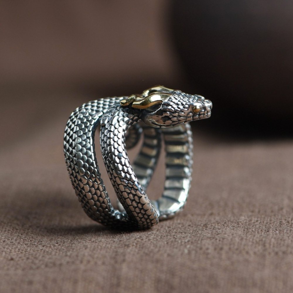 Men's Sterling Silver Snake Ring