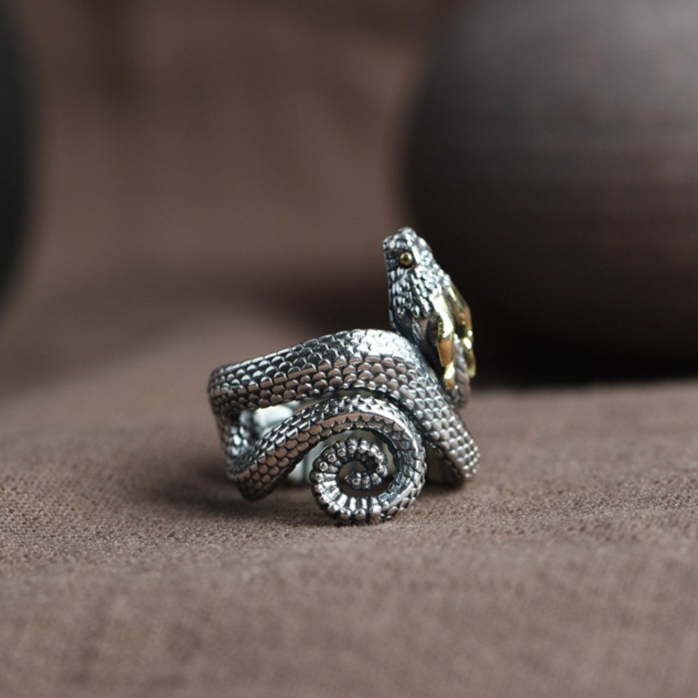 Men's Sterling Silver Snake Ring