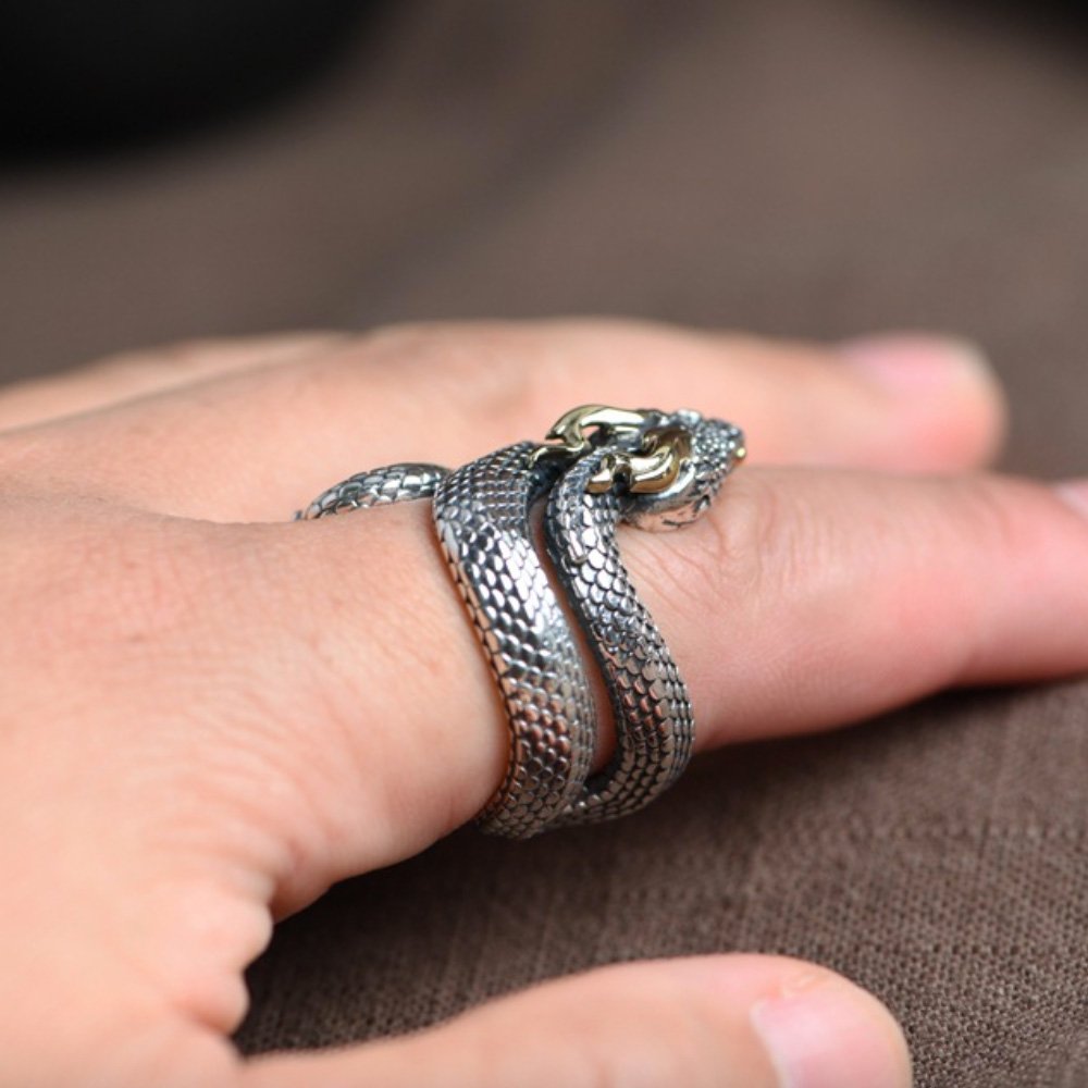 Men's Sterling Silver Snake Ring