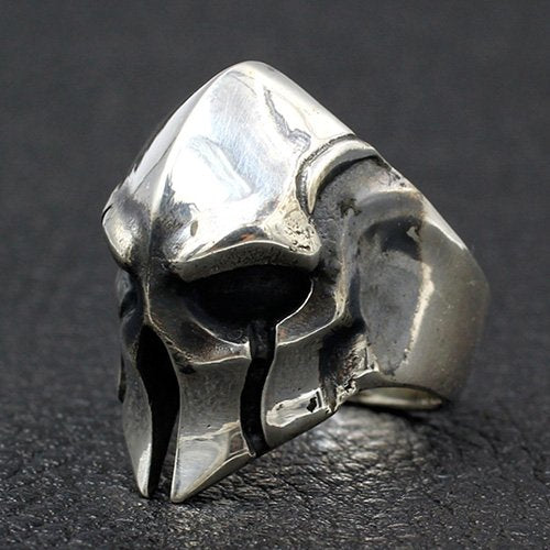 Men's Sterling Silver Spartan Mask Skull Ring