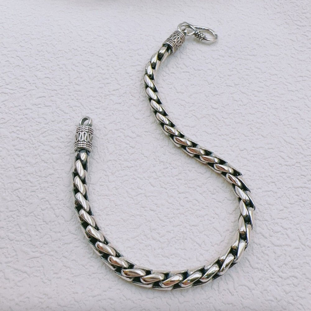 Men's Sterling Silver Square Cuban Chain Bracelet