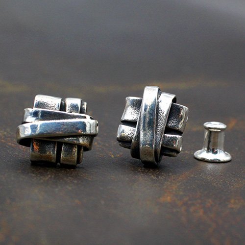 Men's Sterling Silver Square Knot Stud Earrings