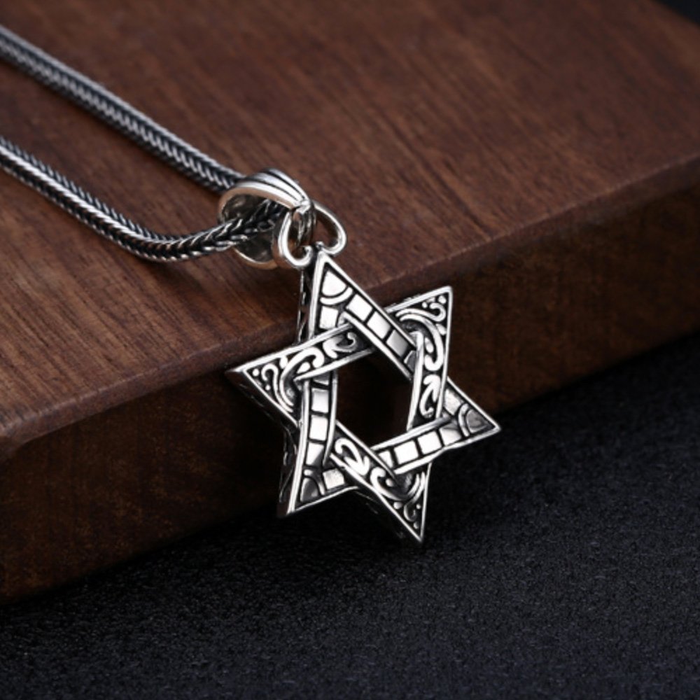 Men's Sterling Silver Star of David Necklace