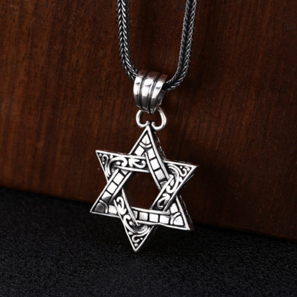 Men's Sterling Silver Star of David Necklace