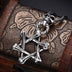 Men's Sterling Silver Star of David Skull Necklace