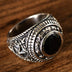 Men's Sterling Silver Stars Obsidian Ring