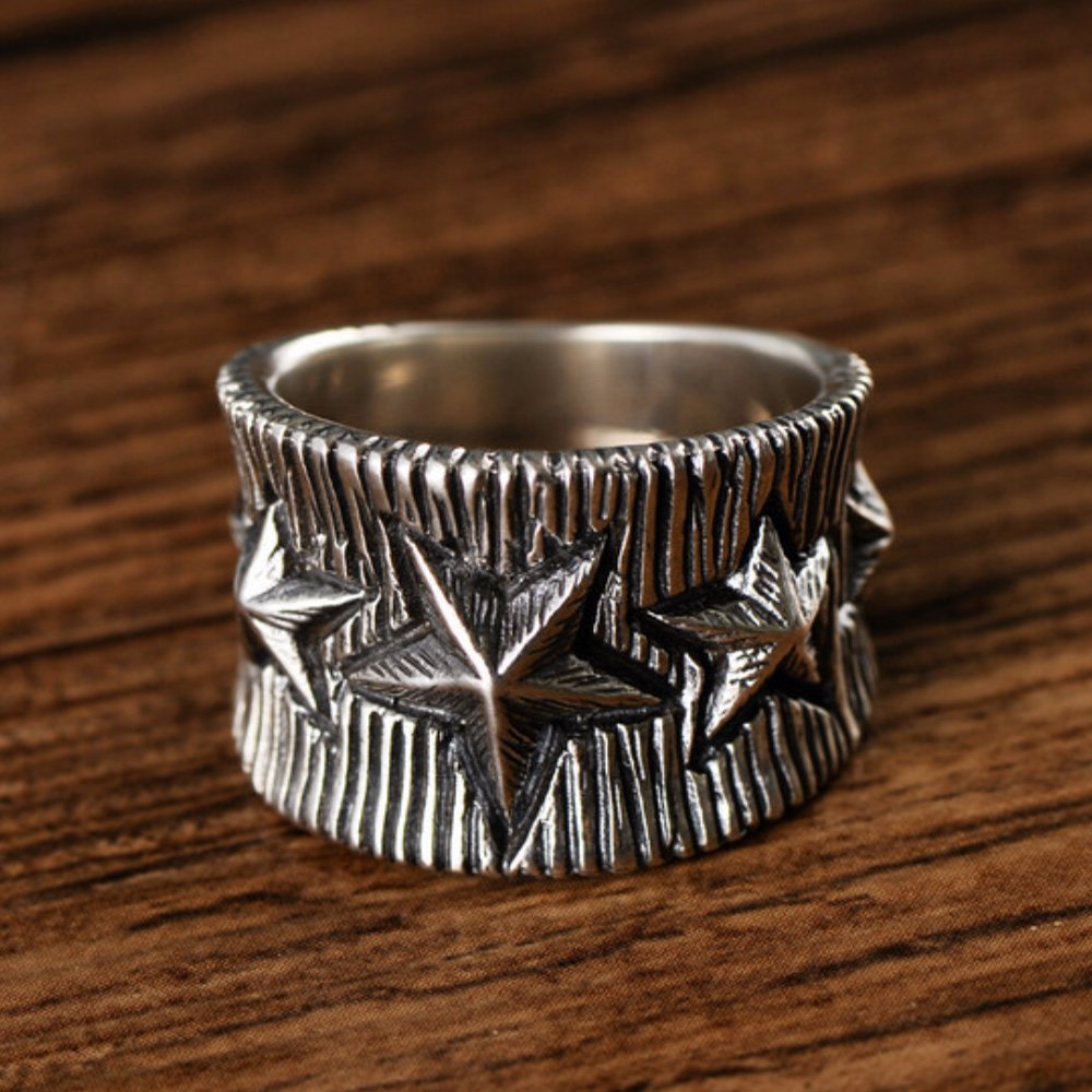 Men's Sterling Silver Stars Ring - Jewelry1000.com