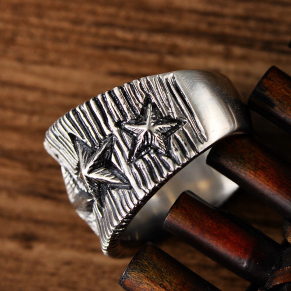 Men's Sterling Silver Stars Ring