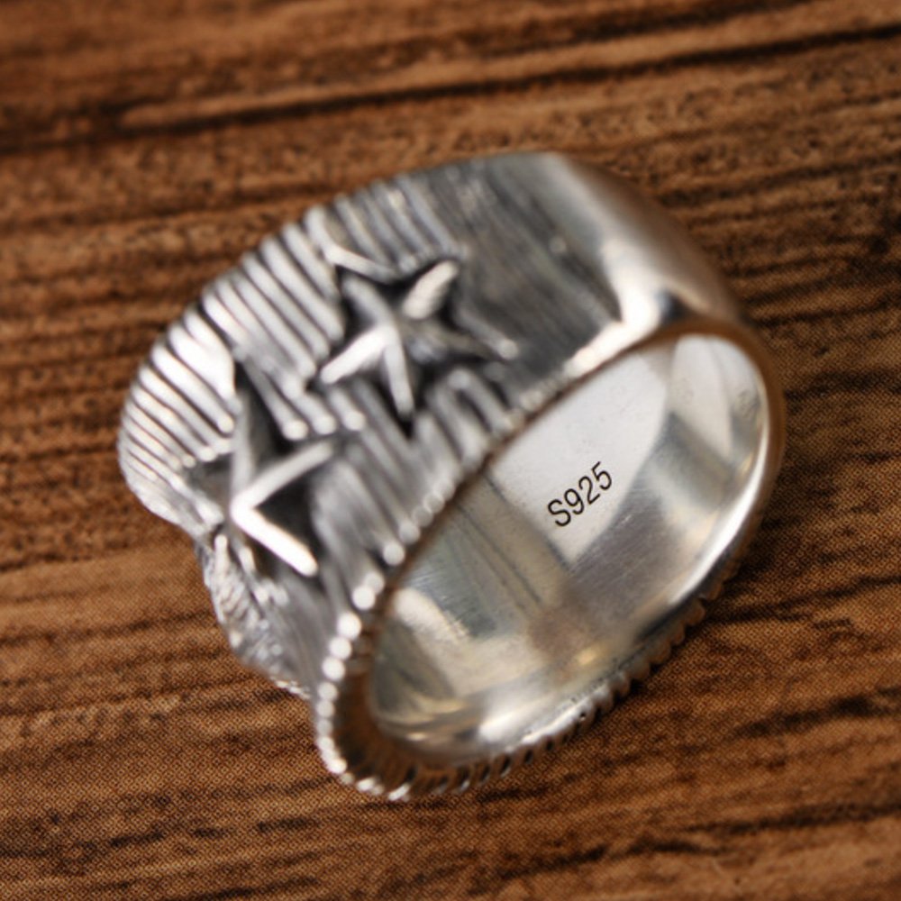 Men's Sterling Silver Stars Ring