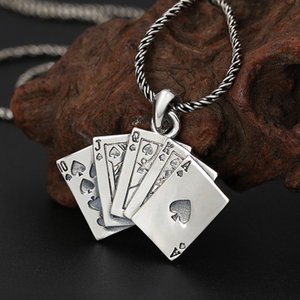 Men's Sterling Silver Straight Flush Necklace