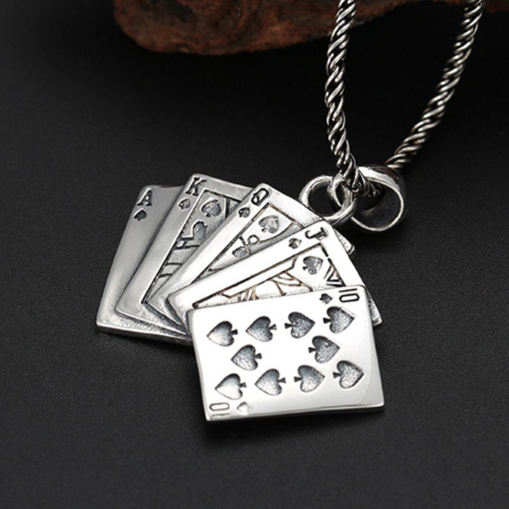 Men's Sterling Silver Straight Flush Necklace