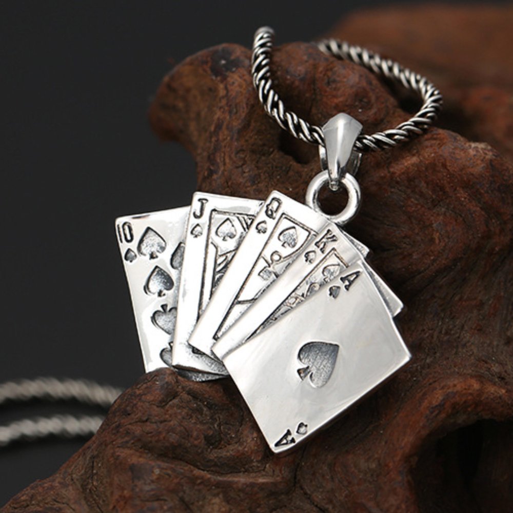 Men's Sterling Silver Straight Flush Necklace