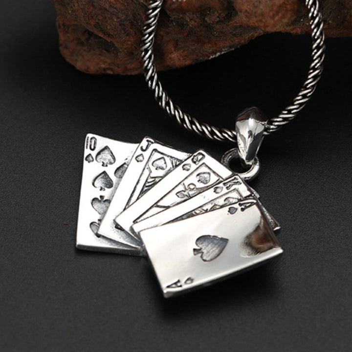 Men's Sterling Silver Straight Flush Necklace