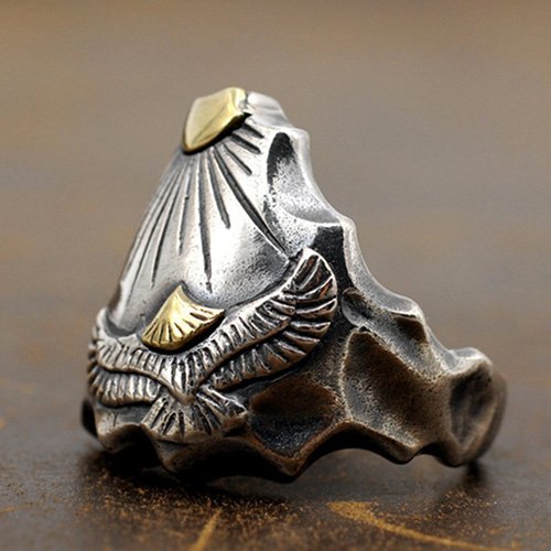 Men's Sterling Silver Sun and Eagle Ring