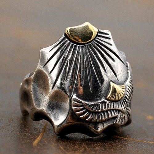 Men's Sterling Silver Sun and Eagle Ring